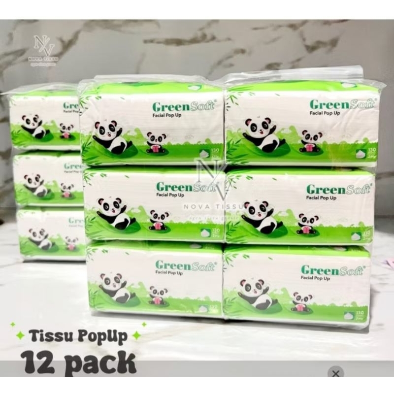 Green Soft Tissue Pop Up 12 Pack