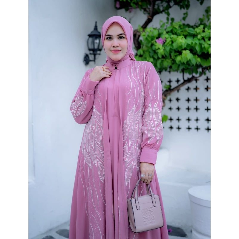 gamis lesti mewah model buka tengah/gamis kondangan/gamis pengajian/gamis lebaran model terbaru/gami