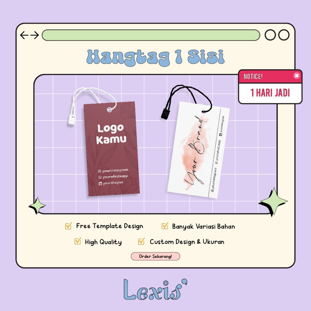 

Hang Tag Baju 1 Sisi (FREE DESIGN) - Label Baju - Cetak Hang tag Baju Lebaran - Label Merek - Merek Baju