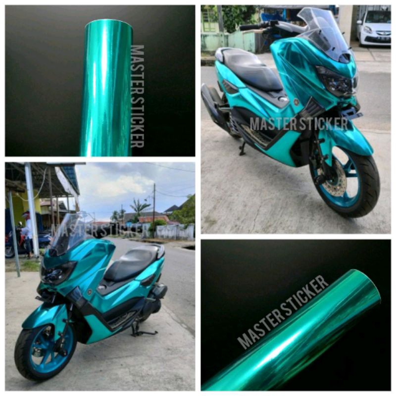 sticker skotlet motor dan mobil warna BIRU TOSCA CROME  MIROR kualitas premium