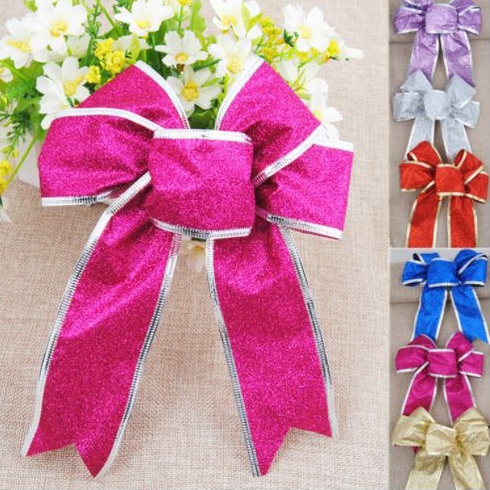 

Potongan 15 Hiasan Pohon Natal PITA PUCUK GLITTER Pohon Top Star Ribbon Aksesoris Christmas Dekor