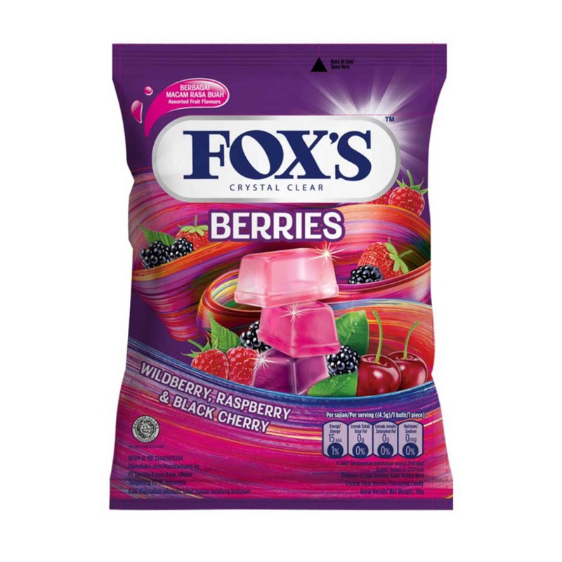 

[Ungu] Permen Fox's Berries oval Raspberry & Black Cherry candy 125 Gr