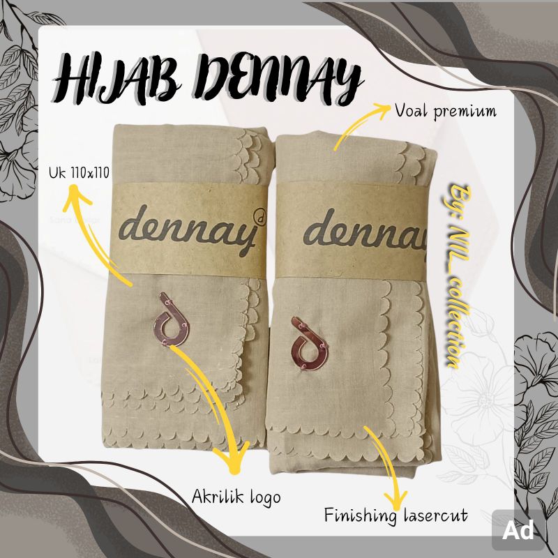 HIJAB DEENAY POLOS SEGI EMPAT LOGO D TERBARU TERLARIS BEST SELLER HIJAB VOAL PREMIUM SEGI EMPAT