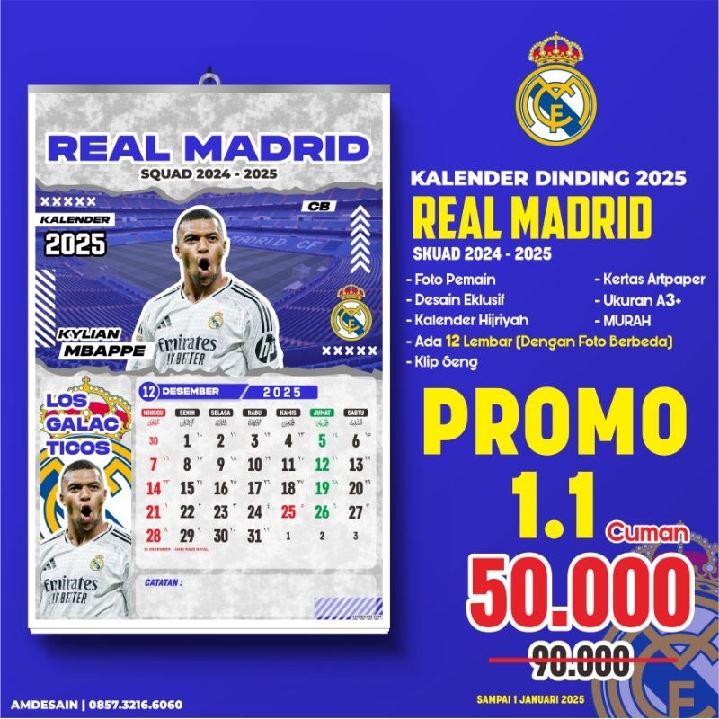 

KALENDER DINDING REAL MADRID TAHUN 2025