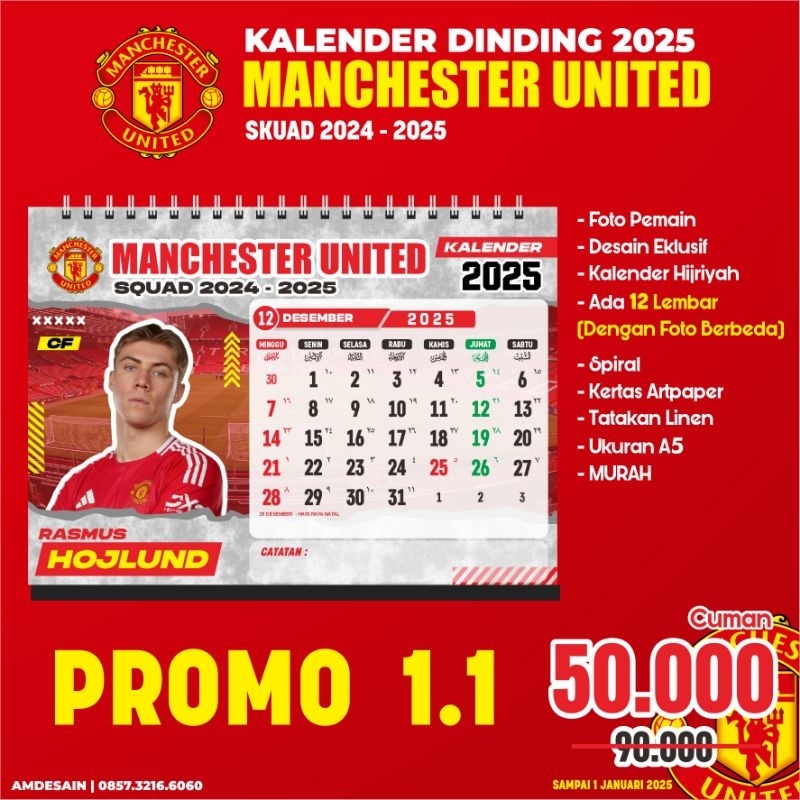 

KALENDER MEJA MANCHESTER UNITED TAHUN 2025