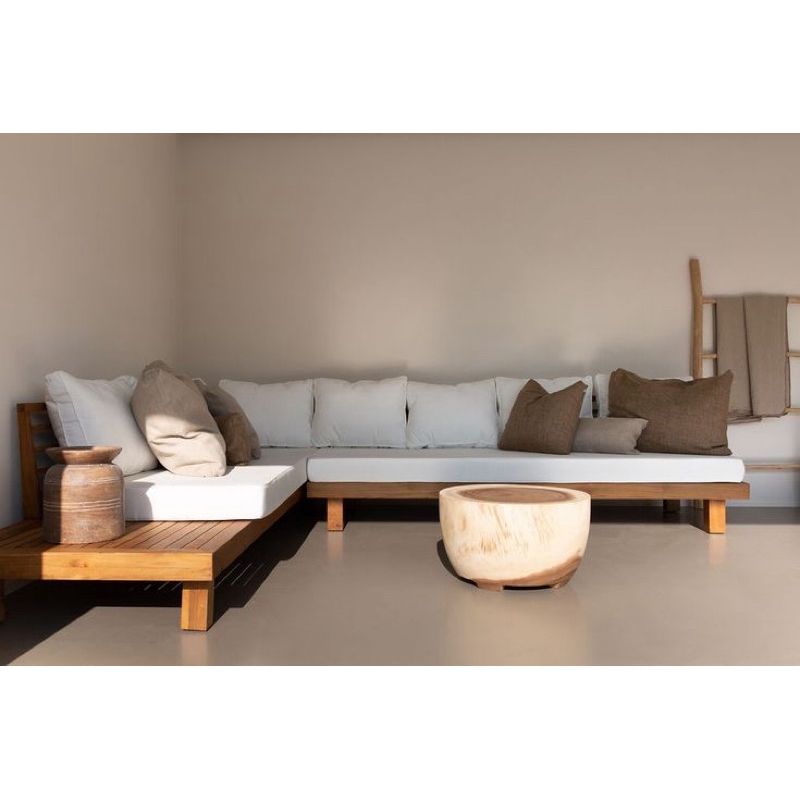 KURSI SOFA TAMU KAYU JATI LETER L PLUS BANTALAN BUSA