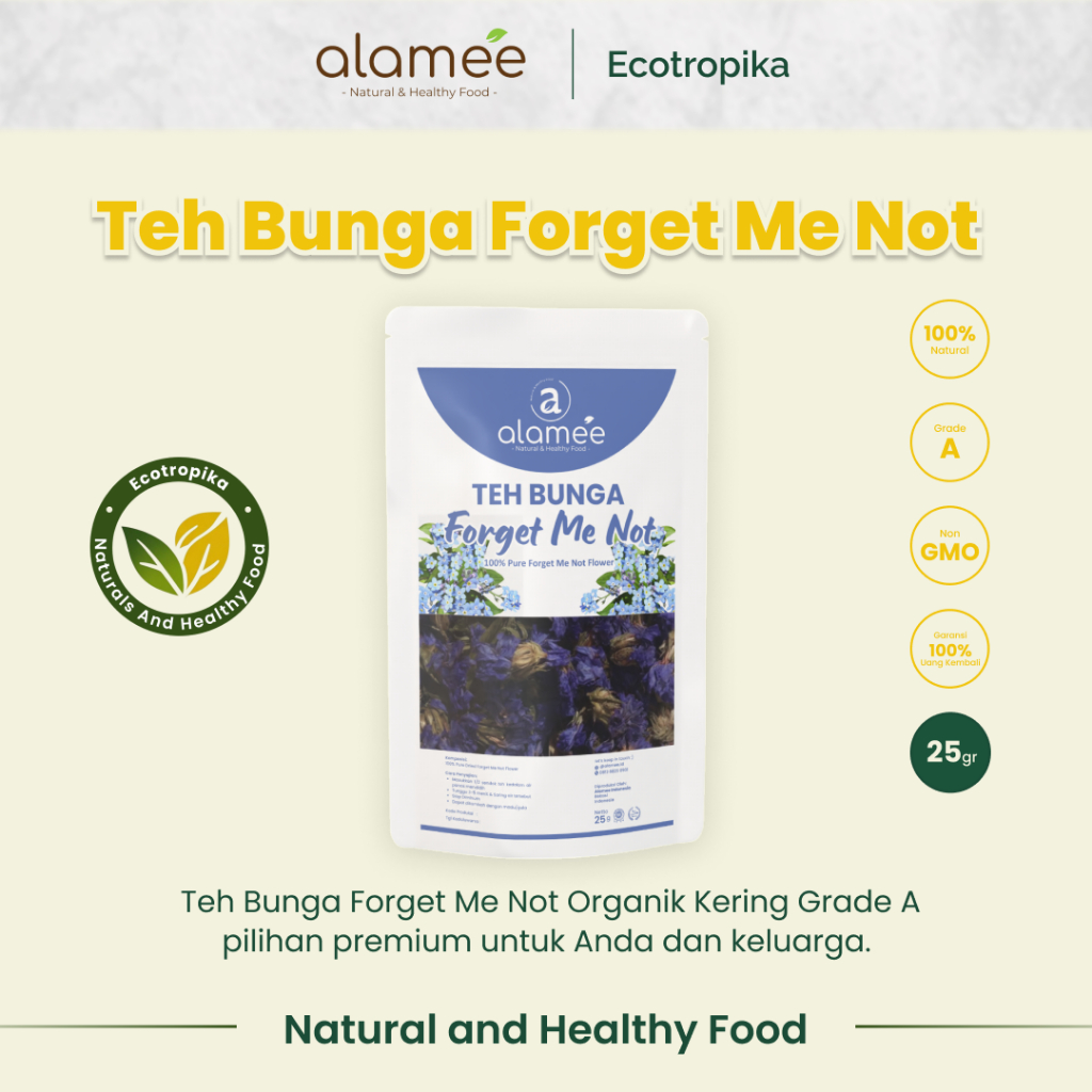 

Teh Bunga Forget Me Not Flower Tea Organik Kering Dried Grade A Premium Kemasan 25gr Original