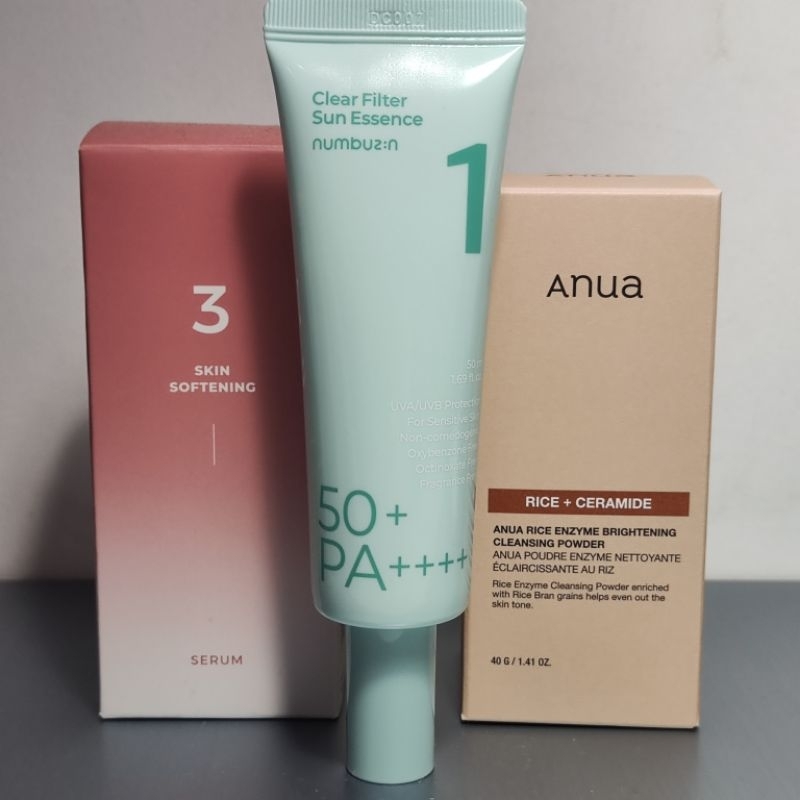 [PRELOVED] NUMBUZIN No 3 Serum Skin Softening, No 1 Pure full Calming Herb Toner Sunscreen SPF 50, A