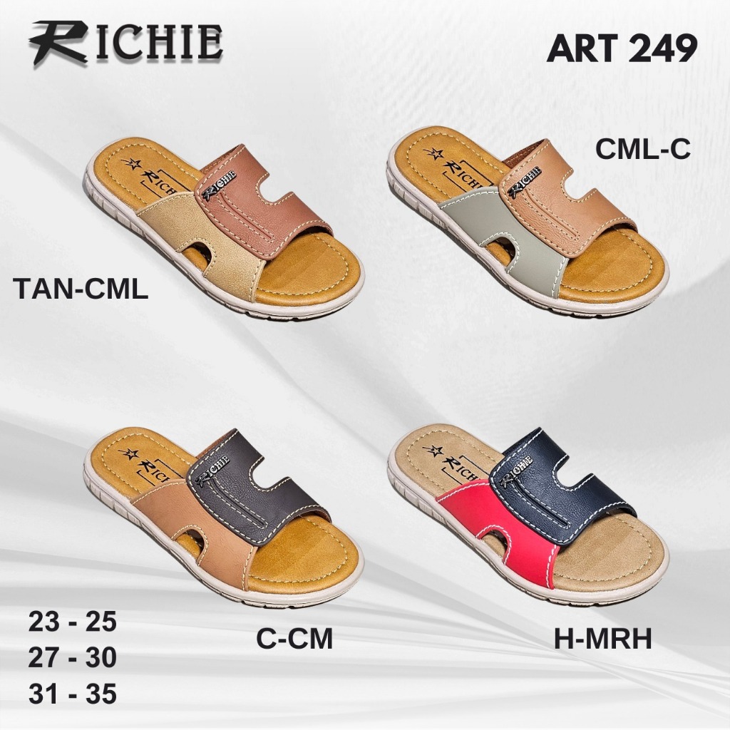 SANDAL RICHIE Kode 249 - Sandal Selop Anak Laki - Sendal Slip On Anak Cowok - Sandal Kulit Model Kas