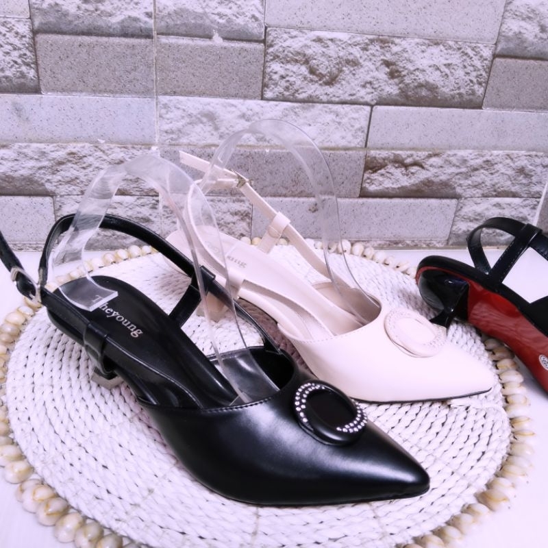 heels slop mewah sandal wanita 5cm