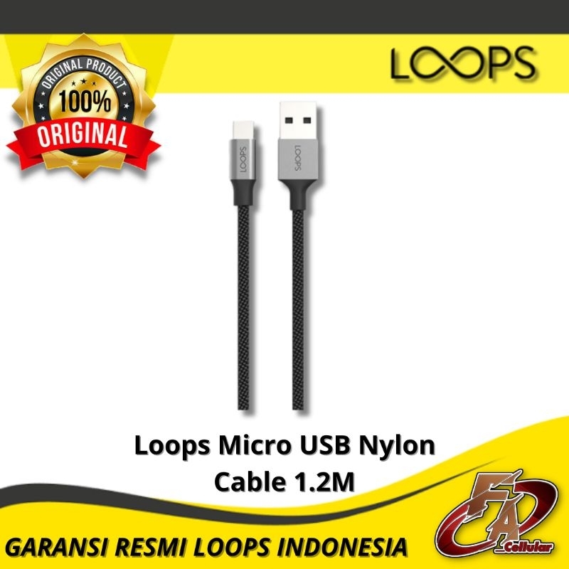 Loops Micro USB Nylon Cable 1.2M - Original Resmi Loops