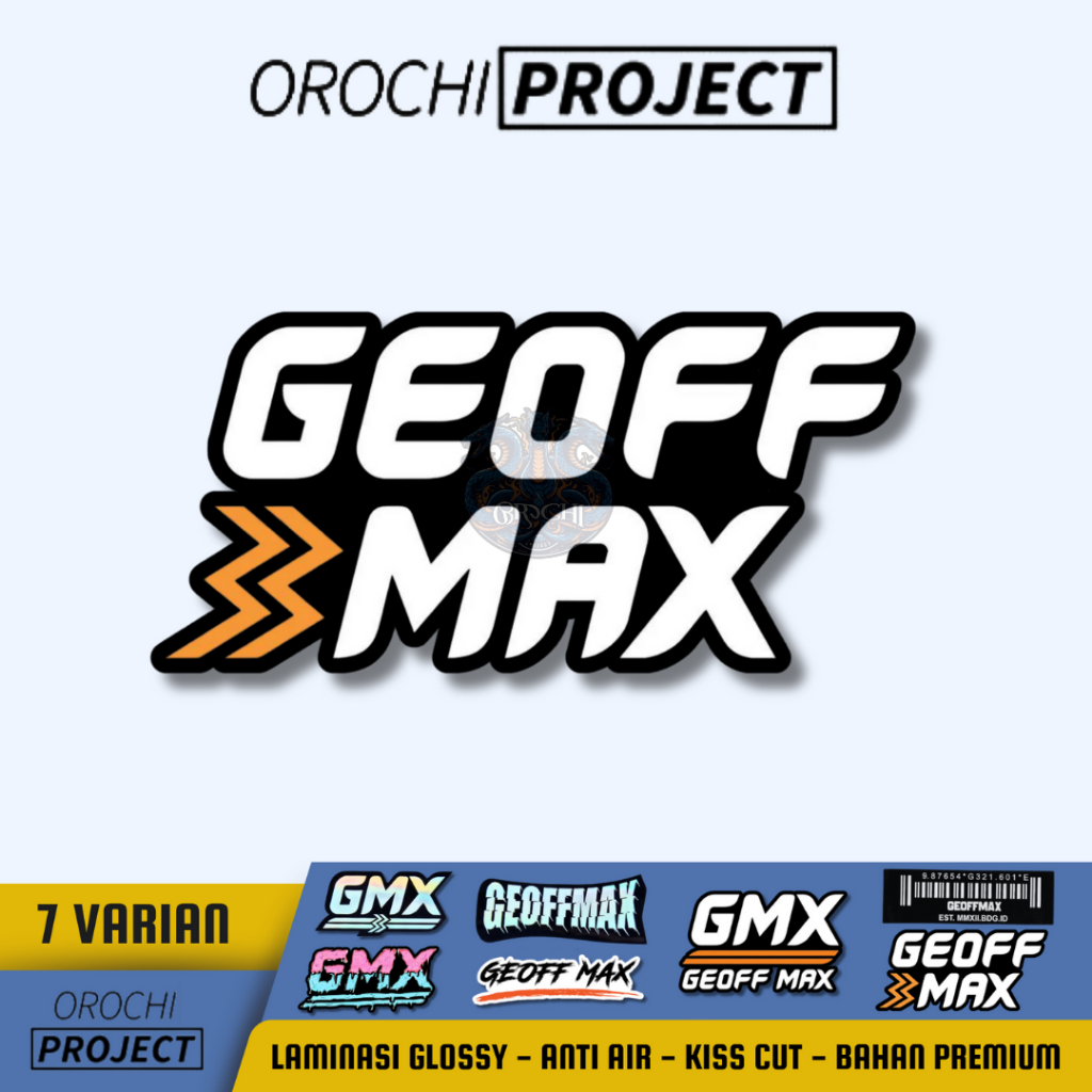 

Sticker Stiker Brand Logo Sepatu GEOFFMAX GMX Vinyl Glossy Anti Air HP Laptop Tumbler Motor Helm