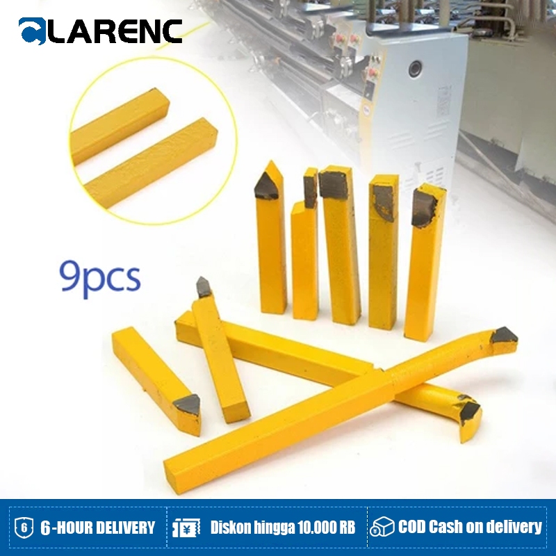 9Pcs Holder Bubut Pahat Bubut Besi Set Pisau Bubut Kayu Pisau Bubut Besi Baja Alat Pahat Kayu Keleto