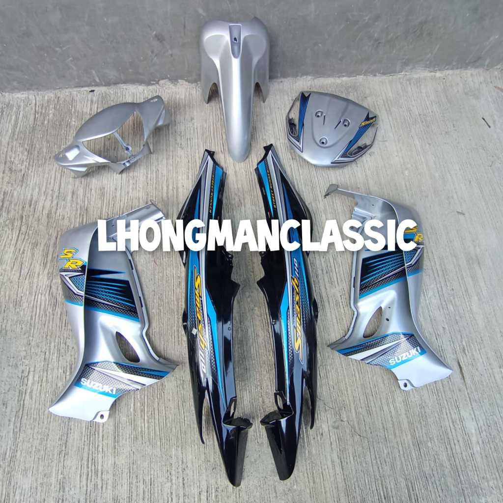 BODY HALUS SUZUKI SMASH NEW WARNA HITAM SILVER SET STRIPING