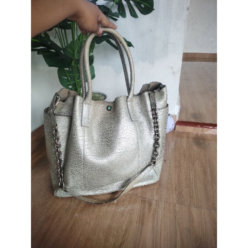 Tas Tangan Perak dengan Rantai Hitam Tiffany n co