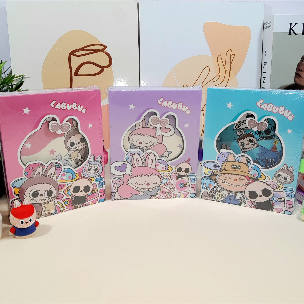 Buku Gembok LABUBU Super Lucu Imut isi 90 Halaman Ready 3 Variant Warna Biru Pink Ungu / Buku Tulis 