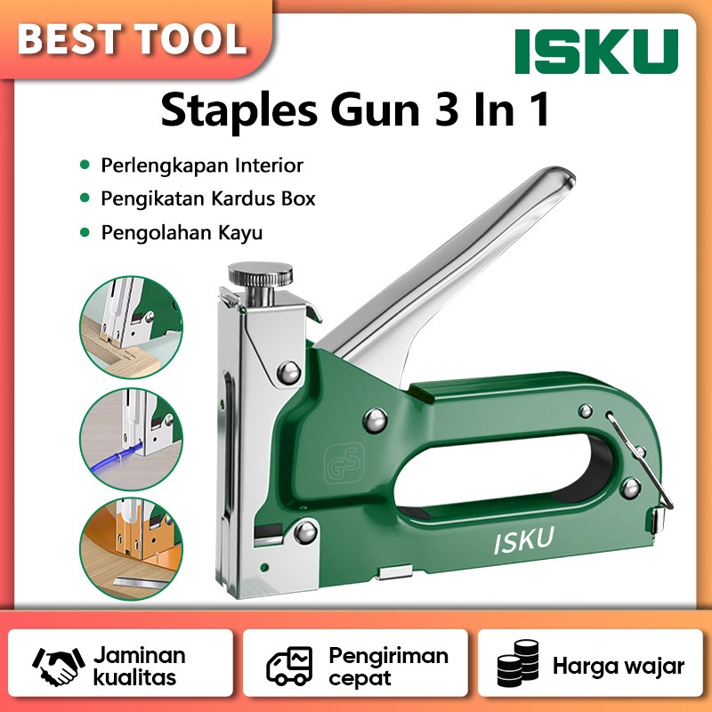 

ISKU Staples Tembak 3 In 1 Tacker Stapler Staples Perekat Powerfull Streples Tembak