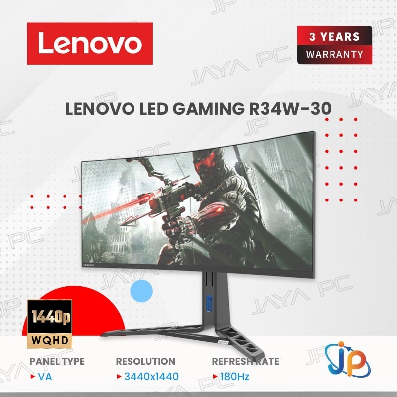 Monitor Lenovo Legion LED R34W-30 - Curved WQHD 34" Inch
