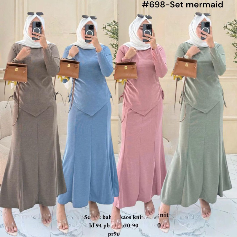 setelan atasan serut & rok duyung