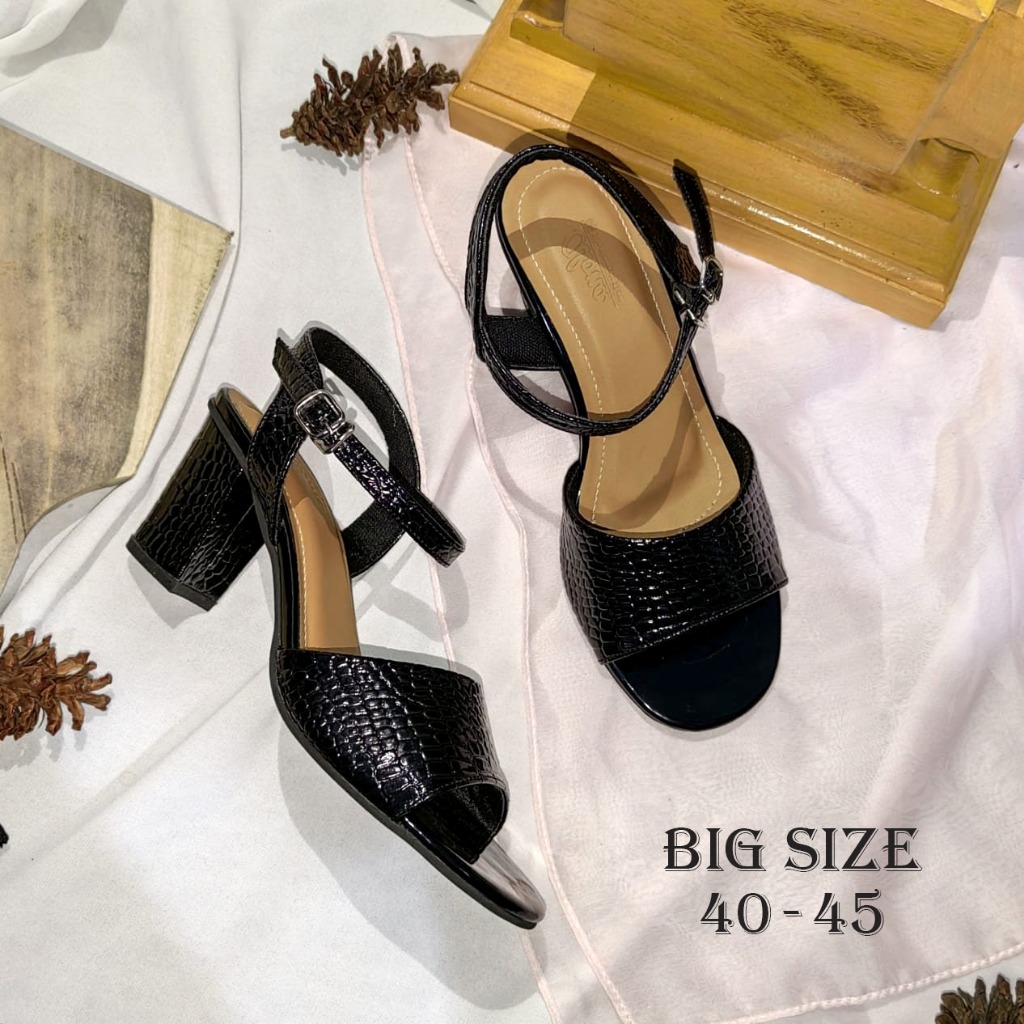 Toko Flavio - Big Size 40-45 | Sepatu High Heels Croco Formal Pesta Kerja Wanita Ukuran Jumbo Besar 