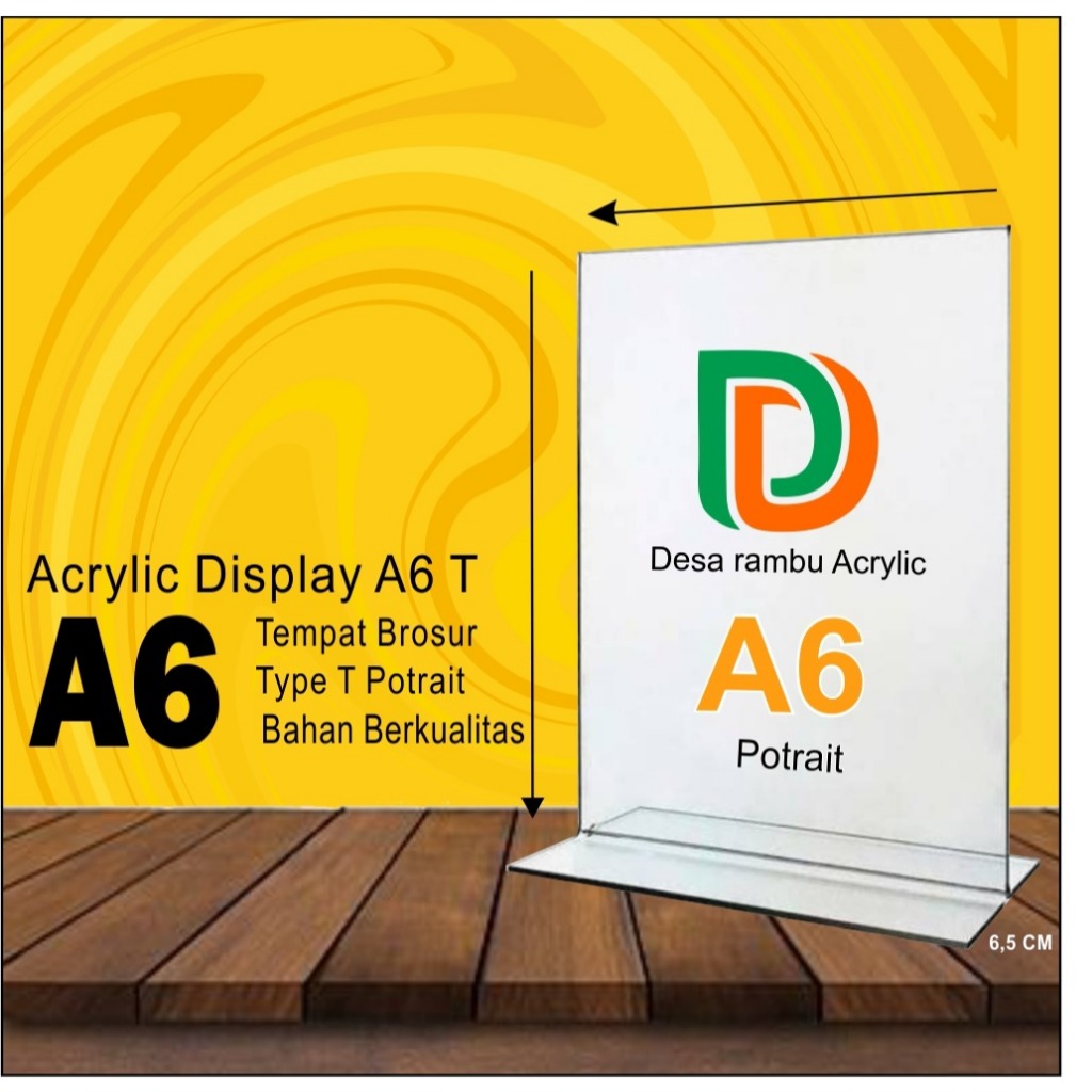 

AKRILIK DISPLAY A6 T PORTRAIT / TEMPAT BROSUR / TENT CARD ACRYLIC 1.5MM