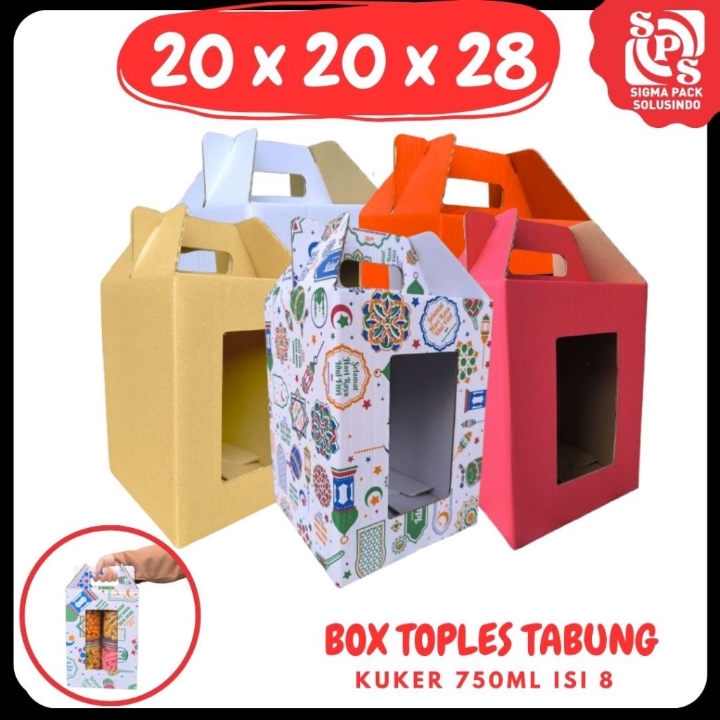 

Box 20x20x28 Jinjing (KUKER TOPLES JAR 750ml ISI 8) Kardus Idul Fitri Lebaran Hampers/Ied Mubarak/Box Boneka/Hampers Kue Kering