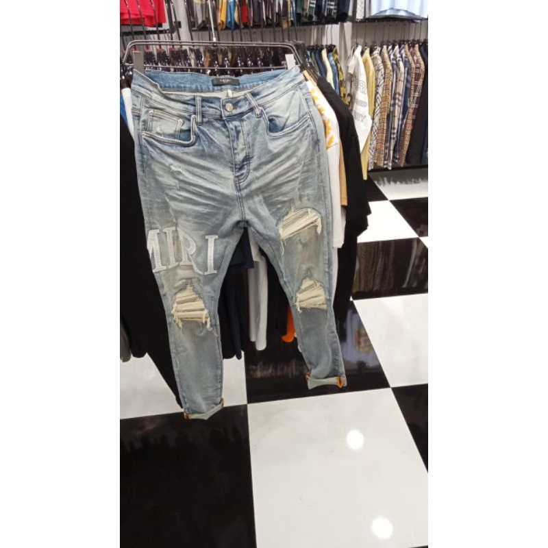 Amiri celana jeans ripped import pria