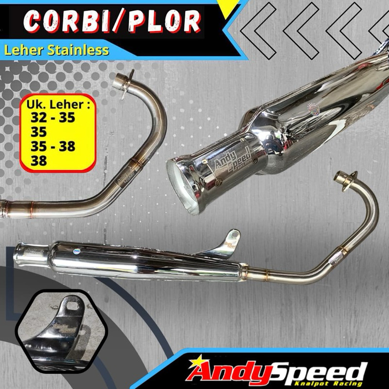 KNALPOT CORBI CB leher full stainless Bass dan plor andy speed
