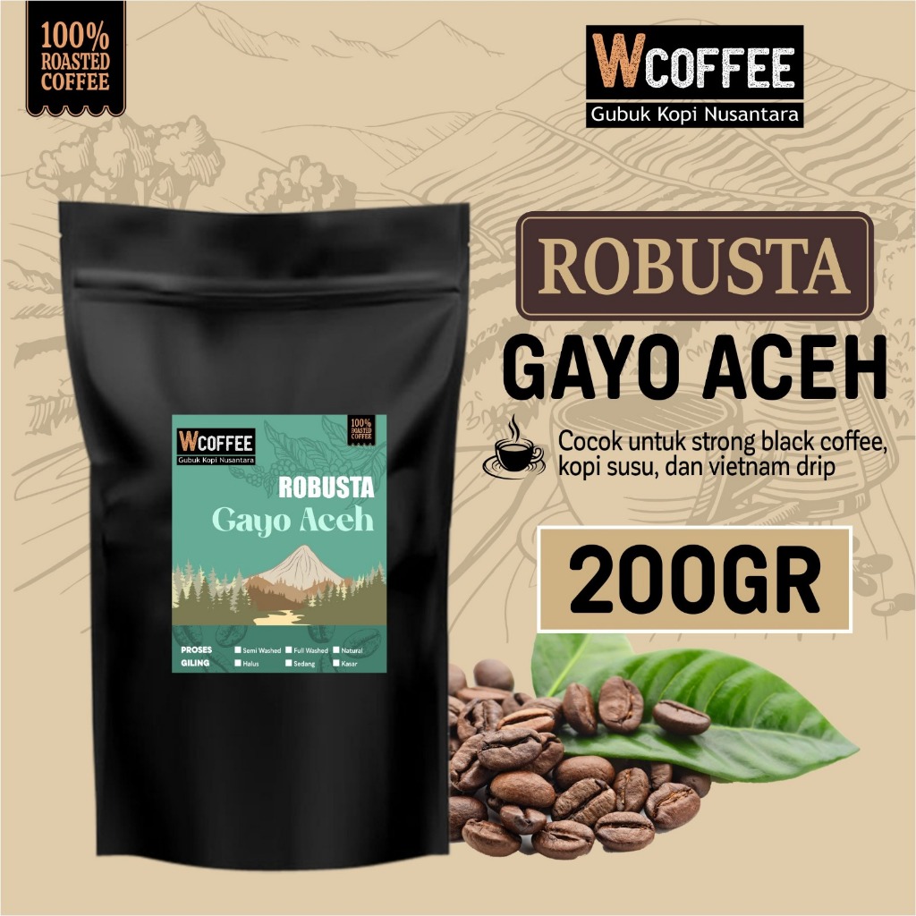 

Biji Kopi Bubuk Fine Robusta Gayo Aceh 200gr by wcoffee