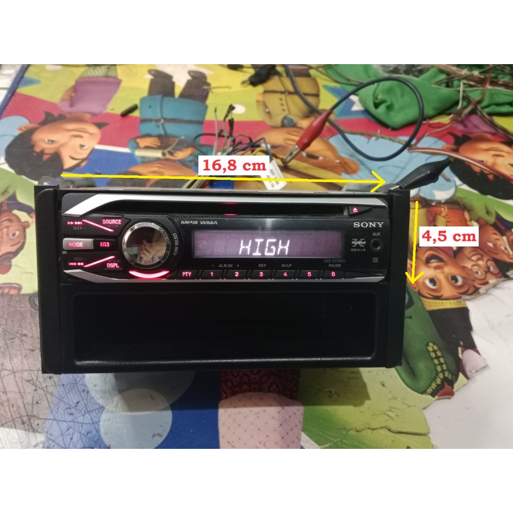 Radio CD Mobil Sony CDX-GT290S Original Segel, Single DIN Head Unit Aux Input Kondisi Bekas Normal