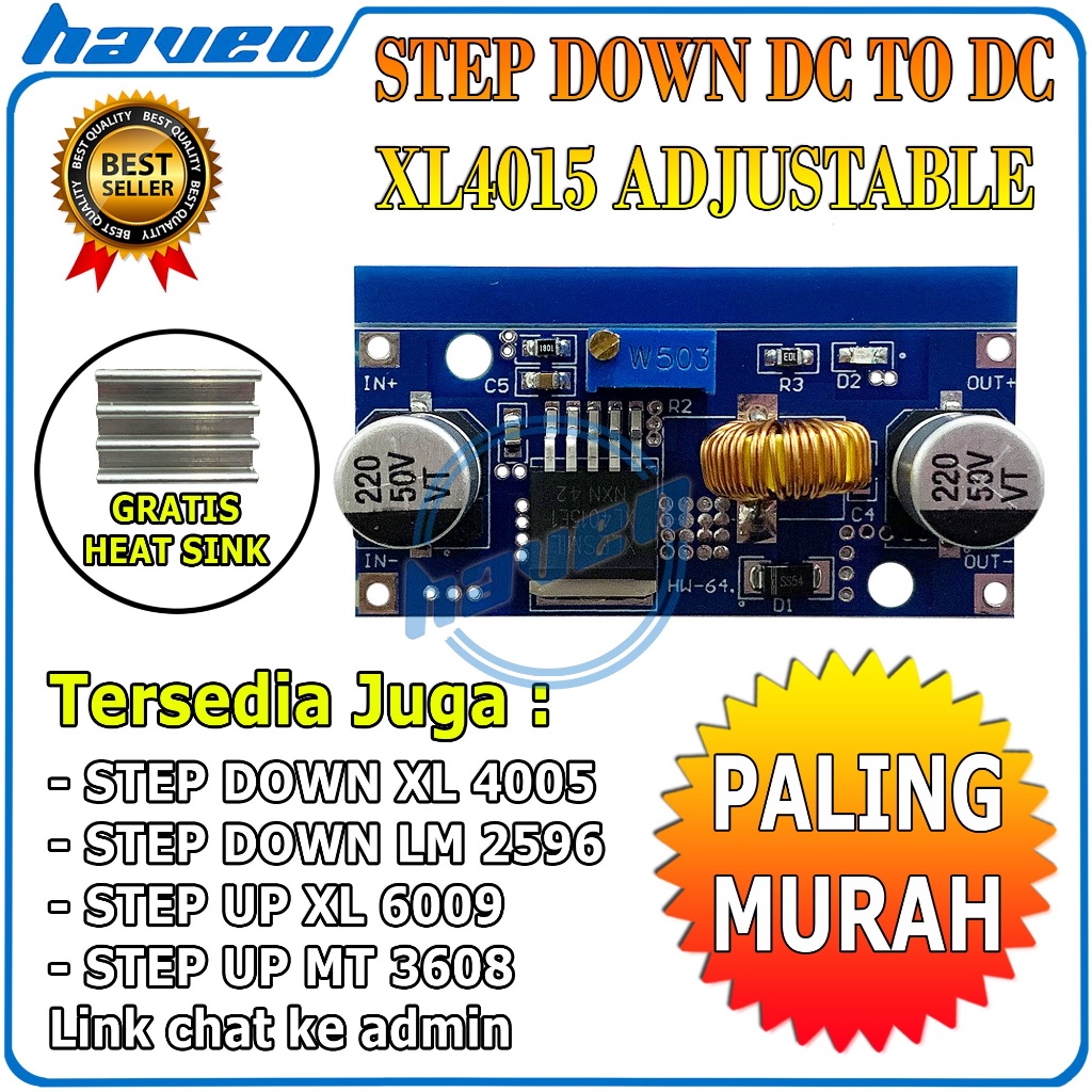 XL4015 DC To DC Step Down Buck Converter 4A V-38V To 1.25V-36V + Heat Sink / XL4015 Step down / Modu
