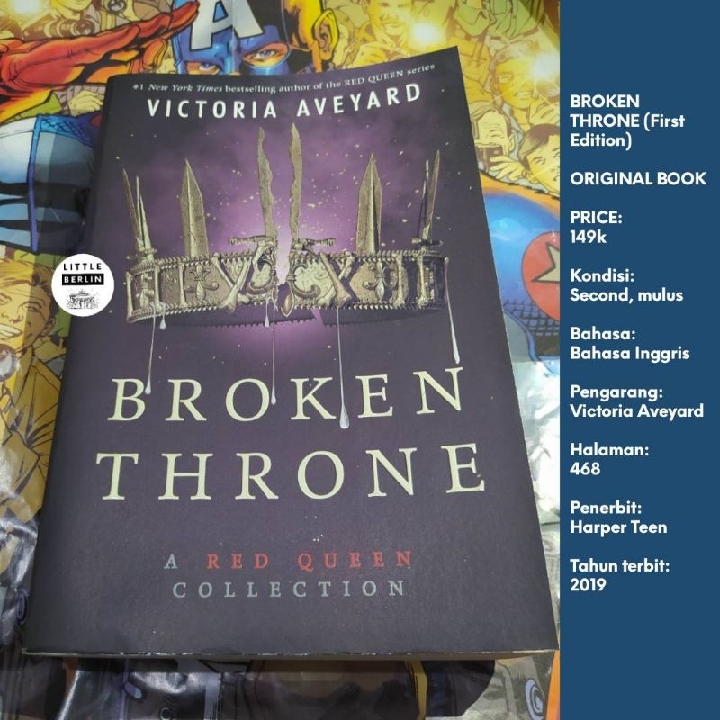 ORIGINAL Novel BROKEN THRONE Victoria Aveyard English Large Print First Edition Red Queen Series
