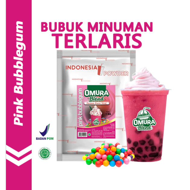 

OMURA Blend Bubuk Minuman Premium Rasa Pink Bubble Gum / Permen Karet Powder Drink 1 Kg Omura Powder