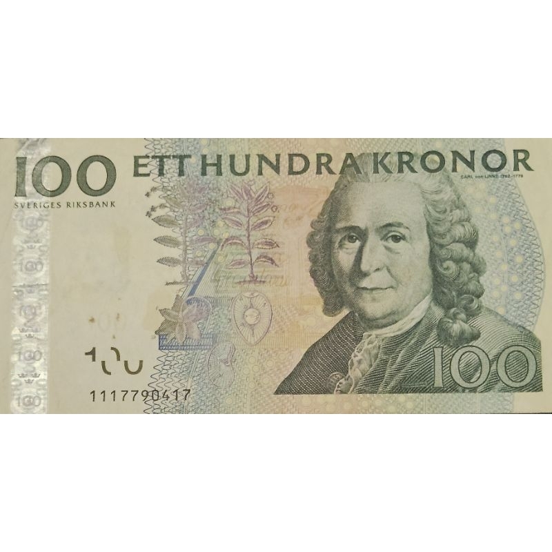 #Termurah Uang Kuno Negara Swedia 100 Kronor series 2014 Kondisi Uang Renyah Utuh Masih Bagus Origin