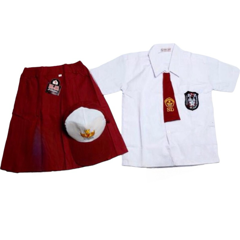 Seragam Sekolah Sweragam Baju Merah Putih Sragam Pakaian Sd Smp Sma Ajaran Baru Perempuan Free Topi 