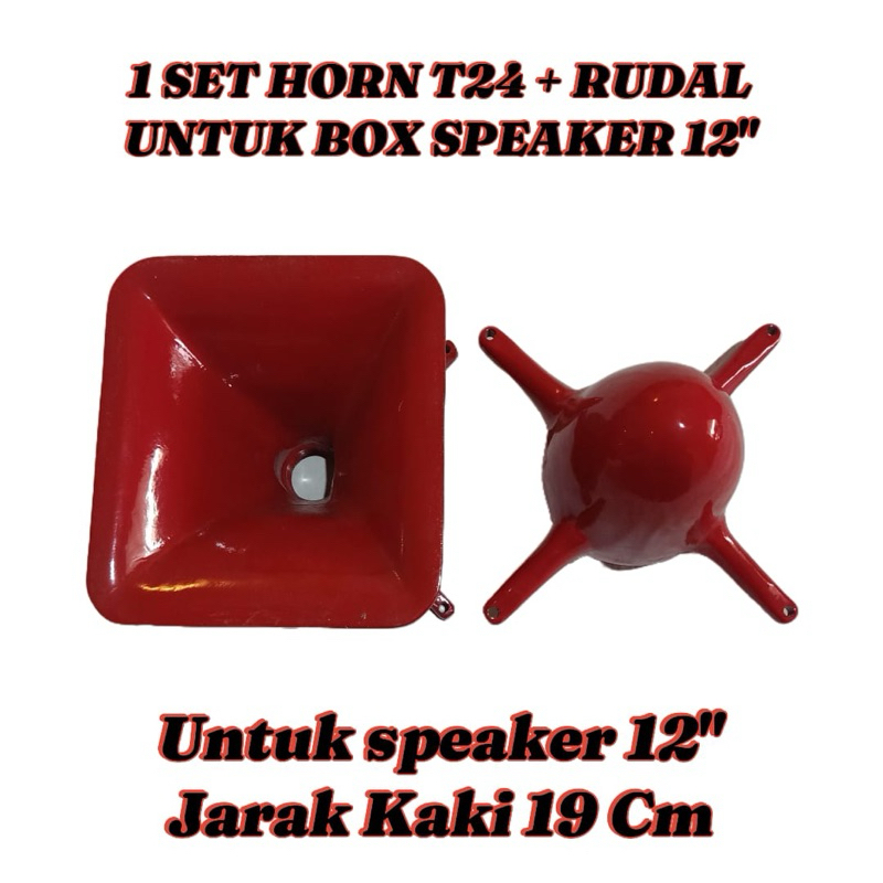 HORN T24 + RUDAL ( phaseplug ) DIRAL/COR ALMUNIUM UNTUK SPEAKER 12 IN ( WARNA Merah)
