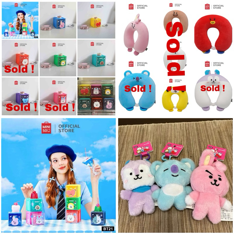 MINISO x BT21 Collection boneka keychain 3.6 inch bantal leher miniso bt21 boneka bantal leher minis