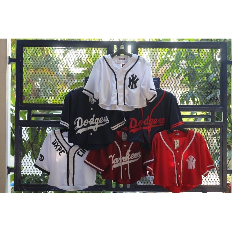 Crop top wanita BASEBALL Jersey baseball crop top