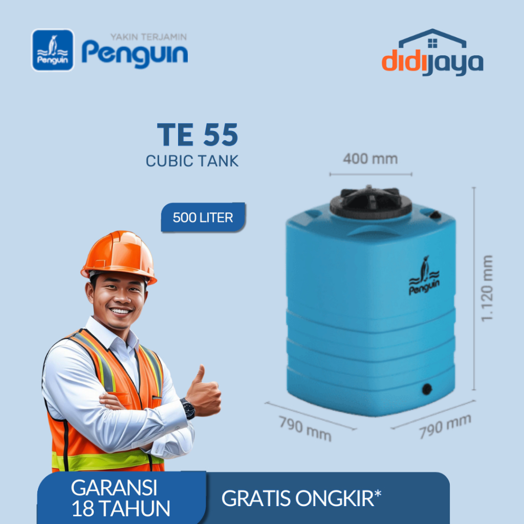 Tandon Air Kotak Kubik Penguin TE 55 500 Liter | Toren Air | Tangki Air Tanam Penguin