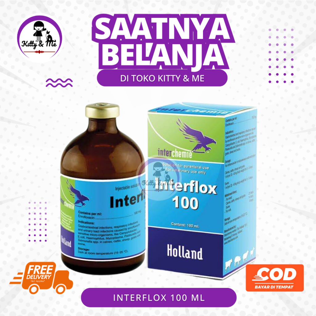 INTERFLOX 100 ML INJEKSI - Antibiotik Untuk Saluran Pencernaan dan Pernafasan Pada Hewan