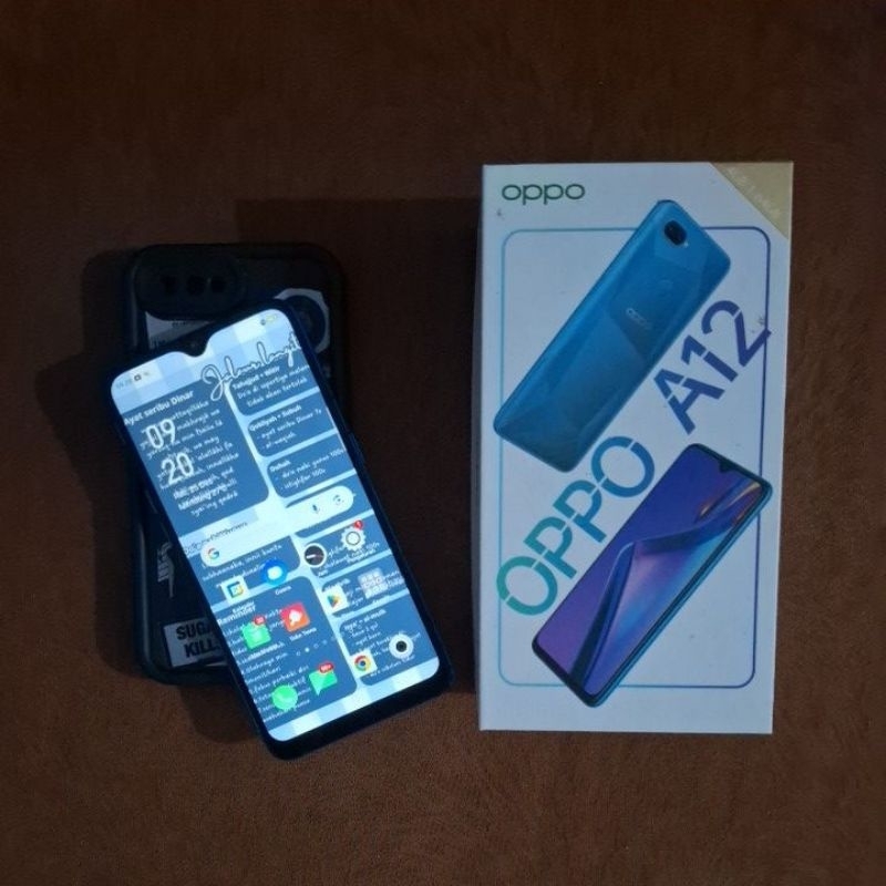 Oppo a12 biru bekas RAM/ROM 4/64 gb sensor fingerprint dan hp bekas mati total
