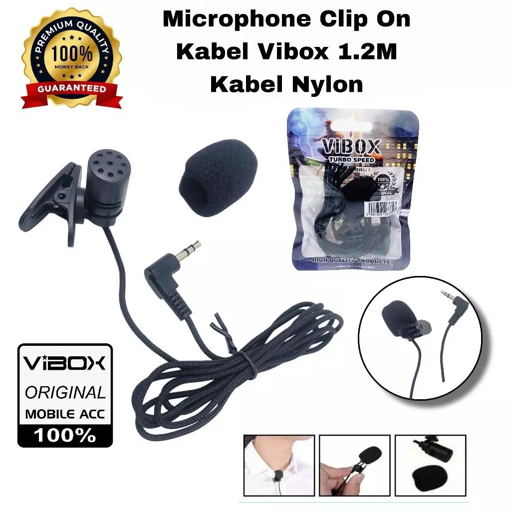 Grosir mic Clip On Tali Sepatu Vibox Co-100 microphone kabel Original Jack 3.5mm berkualitas suara h