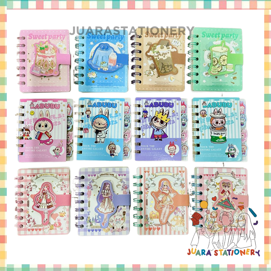 

(673) Notebook Mini Fancy / Notebook Labubu Notebook Ring Notebook MIni Notebook Saku Notebook Kecil Notebook Kartun