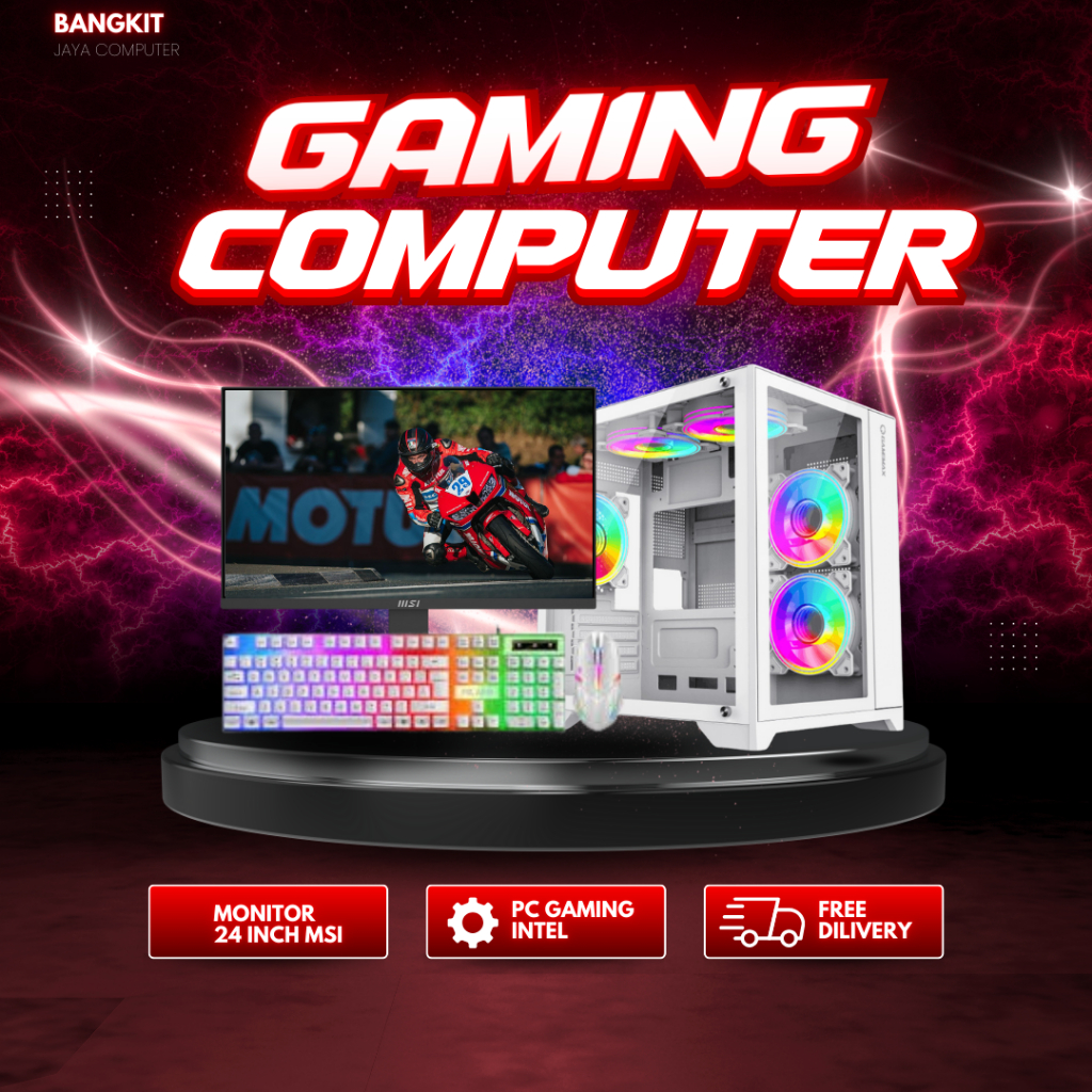 PC Gaming Full set core i7 9700 GTX 1650 4GB HDD SSD Monitor 24 Inch - Garansi 1 Tahun