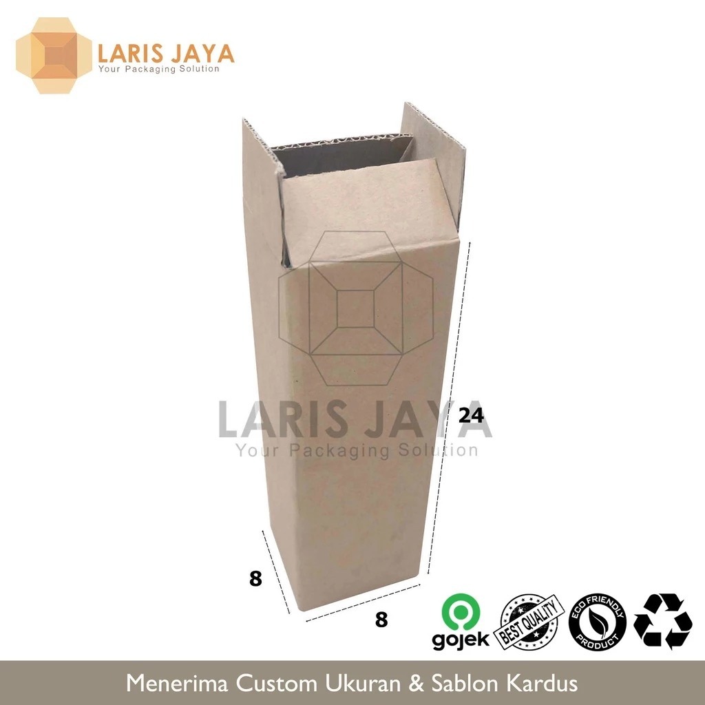 

KARDUS PACKING 8X8X24 CM BOX KARTON POLOS BOTOL TUMBLER SOUVENIR ECER B FLUTE