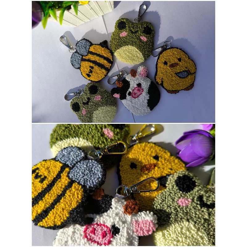 Animal Series Punch Needle Keychain / Gantungan Kunci Punch Needle