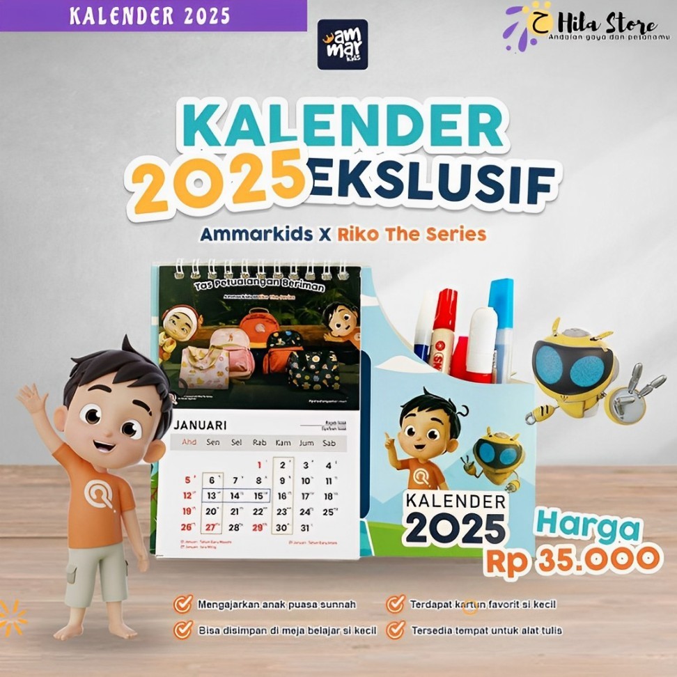 

Ammarkids - Kalender Meja 2025 Eksklusif Lengkap Dengan Reminder Sunnah