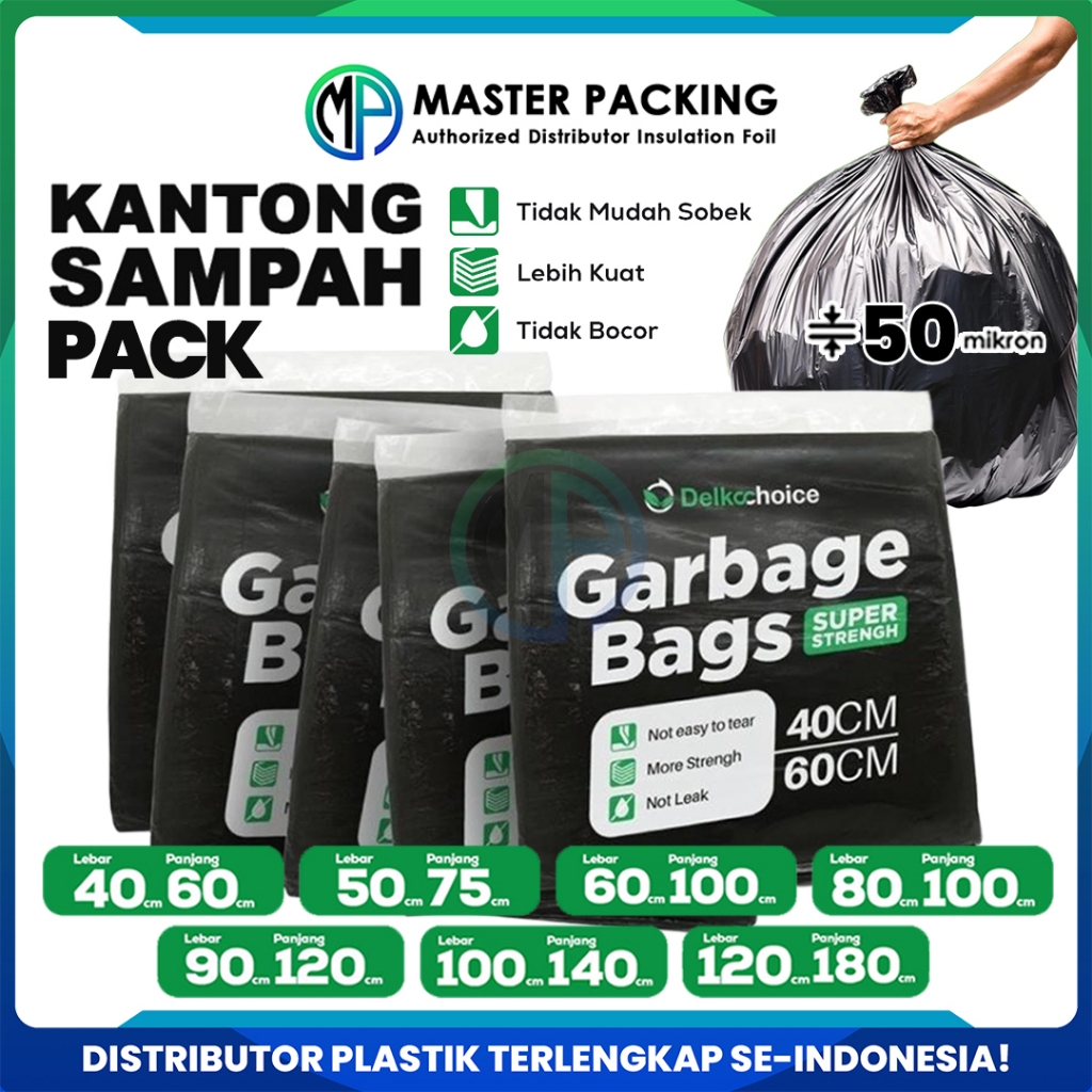 Kantong Plastik Sampah Per-Pack / Plastic Trash Bag / Garbage Bags / Kresek Hitam Tebal Delkochoice
