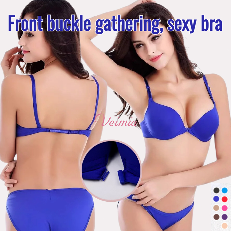 [COD] Veimia*Bra Seksi Berkumpul Kancing Depan Bra Seksi Push Up Gesper Depan /Bra Push-Up Dengan Ka