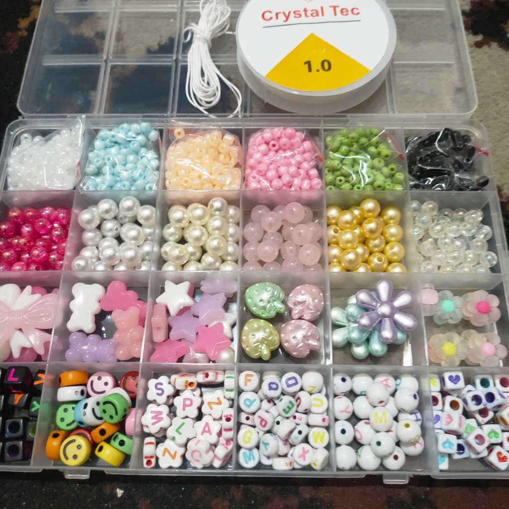 Paket Manik Manik DIY / Set Manik Manik 1 Box isi 24/ Manik manik pasir 1box